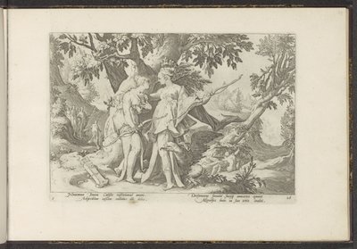 Jupiter verführt Callisto in der Gestalt von Diana (Serie) von Hendrick Goltzius (workshop of)