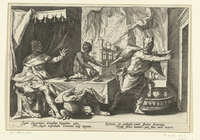 Lycaon verwandelt sich in einen Wolf von Hendrick Goltzius (workshop of)