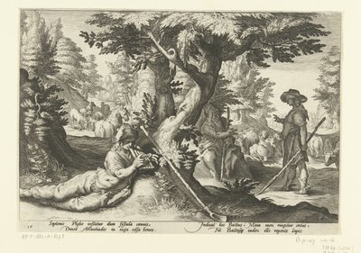 Mercurius und Battus von Hendrick Goltzius (workshop of)