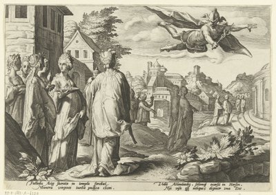 Mercurius verliebt sich in Herse von Hendrick Goltzius (workshop of)
