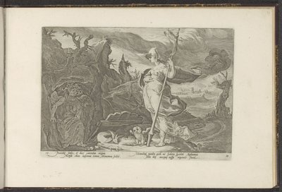 Minerva bittet Neid, Eifersucht in Aglauros zu entfachen von Hendrick Goltzius (workshop of)