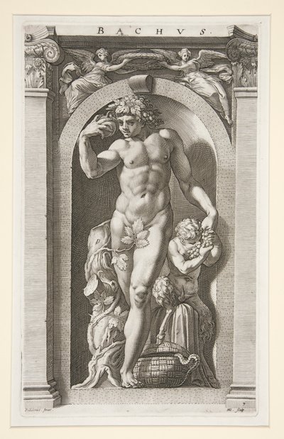 Bacchus, #7 in einer Serie von acht antiken Göttern von Hendrick Goltzius
