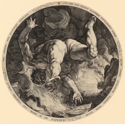 Fall des Ixion, Blatt 4 der Folge "Die vier Himmelsstürmer" von Hendrick Goltzius