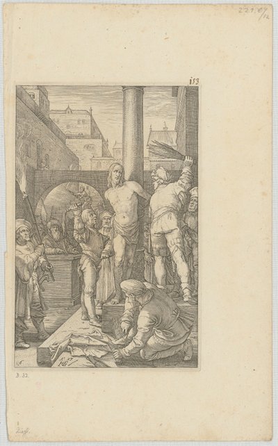 Geißelung Christi, Blatt 6 der Folge "Die Passion" von Hendrick Goltzius