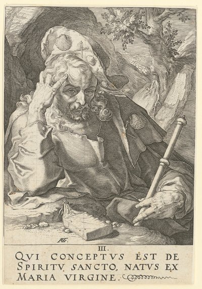 Jakobus der Ältere, Blatt 3 der Folge "Christus, die zwölf Apostel und Paulus" von Hendrick Goltzius