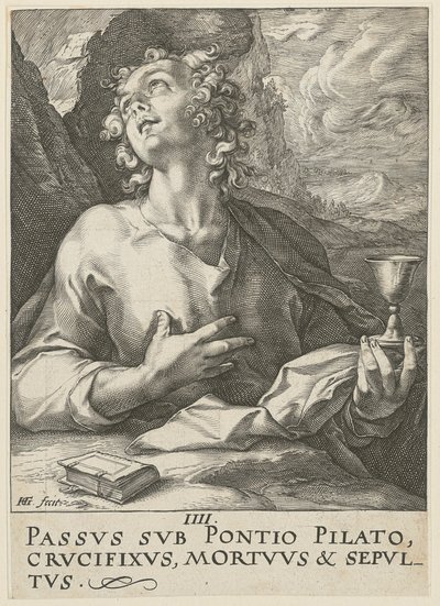 Johannes, Blatt 4 der Folge "Christus, die zwölf Apostel und Paulus" von Hendrick Goltzius