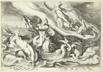 Juno beklagt sich bei Okeanos und Tethys über Kallisto von Hendrick Goltzius
