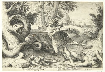 Kadmos tötet den Drachen von Hendrick Goltzius