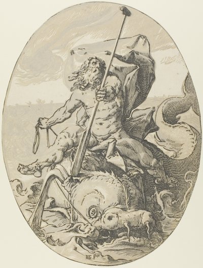 Oceanus, Platte zwei aus Demogorgon und die Gottheiten von Hendrick Goltzius