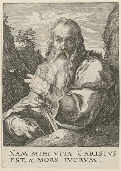 Paulus, Blatt 14 der Folge "Christus, die zwölf Apostel und Paulus" von Hendrick Goltzius