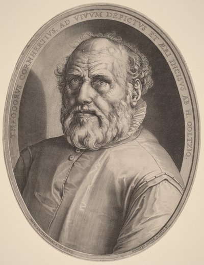 Porträt von Dirck Volckertsz. Coornhert von Hendrick Goltzius