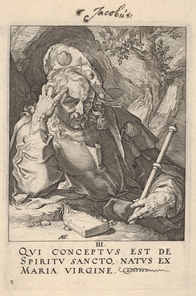 St. Jakobus der Ältere, aus "Christus, die Apostel und St. Paulus mit dem Glaubensbekenntnis" von Hendrick Goltzius