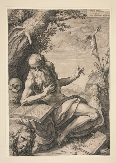 St. Hieronymus in der Wüste von Hendrick Goltzius