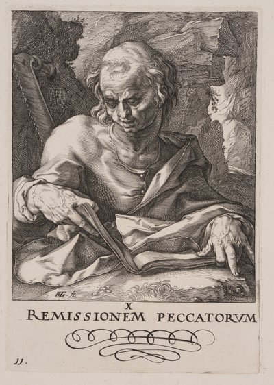 St. Simon, aus Christus, die Apostel und St. Paulus mit dem Glaubensbekenntnis von Hendrick Goltzius