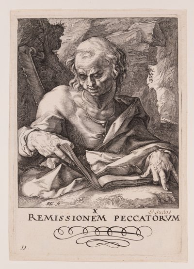 St. Simon, aus Christus, die Apostel und St. Paulus mit dem Glaubensbekenntnis von Hendrick Goltzius