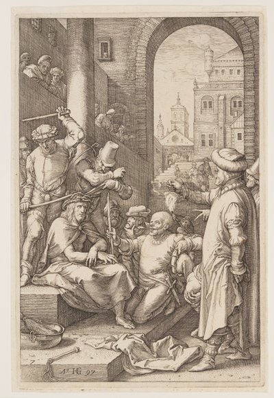 Die Krönung mit Dornen, aus Die Passion von Hendrick Goltzius