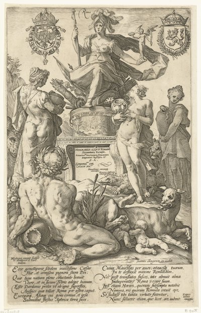 Titelblatt für die Druckserie Die römischen Helden
Die römischen Helden (Serientitel) von Hendrick Goltzius