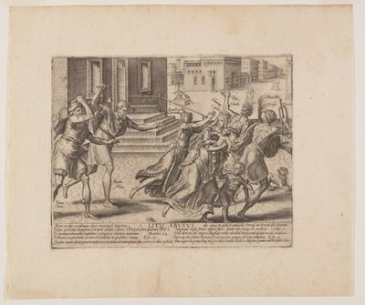 Jedem das Seine, aus Litis Abusus (Die Missbräuche des Gesetzes) von Hendrick Goltzius