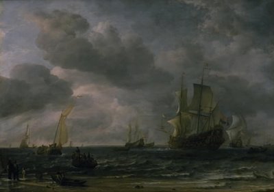 Schiffe in einer Brise vor der niederländischen Küste von Hendrick Jacobsz Dubbels