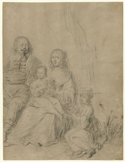 Familiengruppe bestehend aus einem Elternpaar und zwei Töchtern von Hendrick Martensz. Sorgh (attributed to)