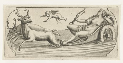 Diana mit Pfeil und Bogen (Neues Buch der Götter und Göttinnen des Meeres) von Hendrick de Keyser (I)