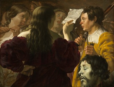 David wird von den israelitischen Frauen gelobt von Hendrick ter Brugghen