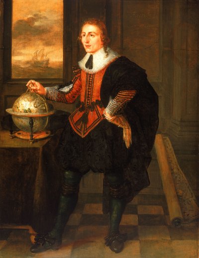 Ein Navigator mit Globus und Teilern von Hendrick van der the Elder Borcht