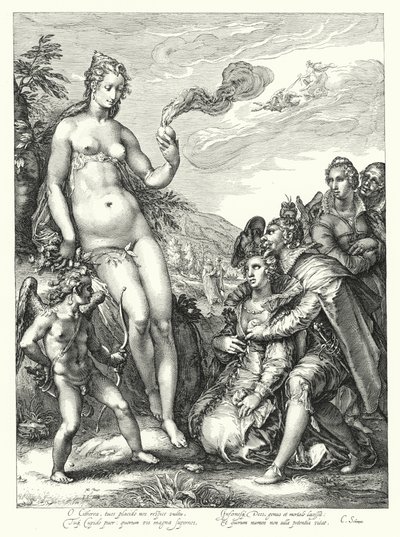 Venus, Amor und die zwei Liebespaare von Hendrik (after) Goltzius