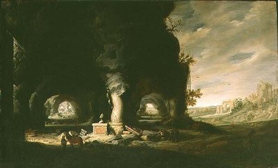Eine Grotte in einer imaginären Landschaft, um 1643 von Hendrik Cornelisz. van Vliet