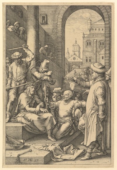 Die Krönung mit Dornen, aus Die Passion Christi von Hendrik Goltzius