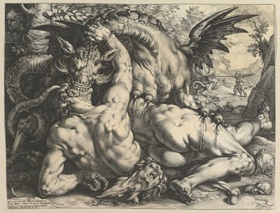 Der Drache verschlingt die Gefährten von Kadmos, 1588 von Hendrik Goltzius