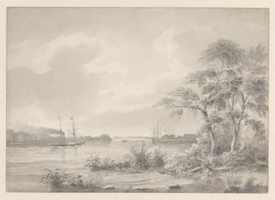 Fort Zeelandia gesehen beim Befahren des Flusses Suriname von Hendrik Huygens