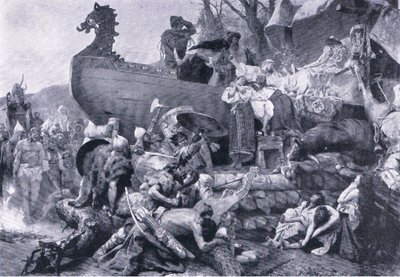 Einäscherung eines Häuptlings im östlichen Russland im zehnten Jahrhundert (Illustration aus Landmarks in European History) von Henryk Siemiradzki