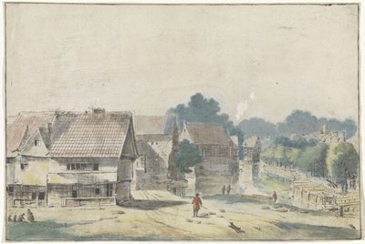 Ansicht in einem Dorf mit Fachwerkhäusern von Hendrik Spilman