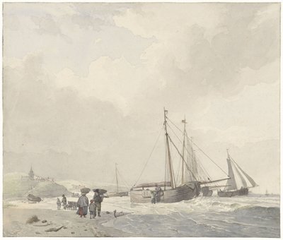 Ansicht des Strandes bei Scheveningen von Hendrikus van de Sande Bakhuyzen