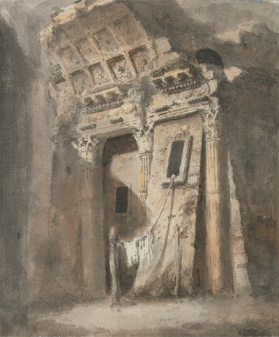 Verfallener Torbogen mit Wäscheleine, möglicherweise in Rom von Heneage Finch fourth Earl of Aylesford
