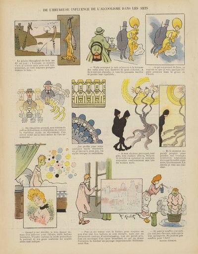Der glückliche Einfluss des Alkoholismus auf die Künste. Illustration für Le Rire von Henri Avelot