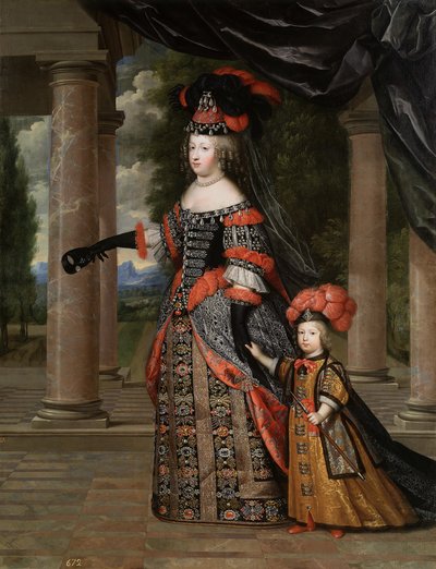 Maria Theresia von Spanien mit ihrem Sohn, dem Dauphin, Louis von Frankreich von Henri Beaubrun