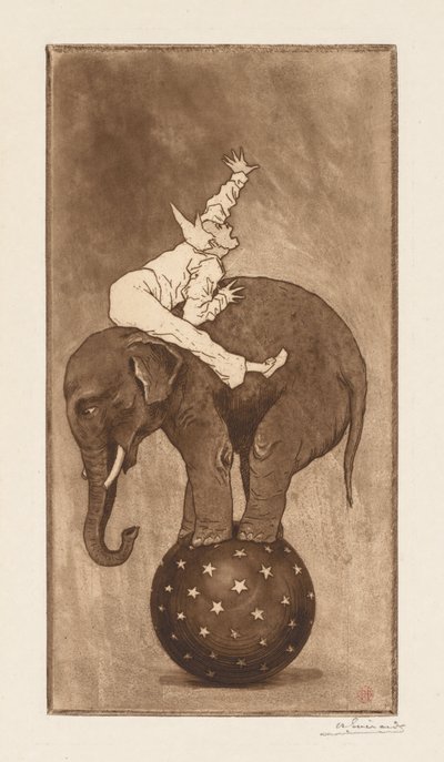 Elefant und Clown, ca. 1889 von Henri Charles Guérard