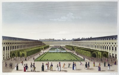 Blick auf die Gärten des Palais Royal, gesehen von den Galeries de Bois, graviert von Aubert Fils, ca. 1815-20 von Henri Courvoisier Voisin