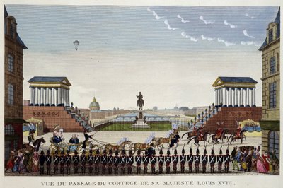Ansicht des Durchzugs des Gefolges seiner Majestät Ludwig XVIII. am 3. Mai von Henri Courvoisier Voisin