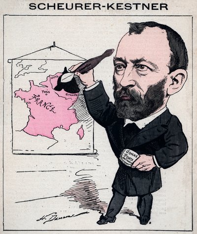 Porträt von Auguste Scherer-Kestner (Scheurer Kestner) (1833-1899) Chemiker, Industrieller und elsässischer Politiker - Karikatur von Henri Demare in „Les Hommes d