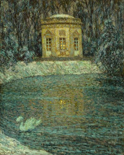Der Musikpavillon im Schnee von Henri Eugene Augustin Le Sidaner