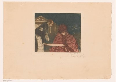Frau auf einer Terrasse mit Kellner von Henri Evenepoel (signed by artist)