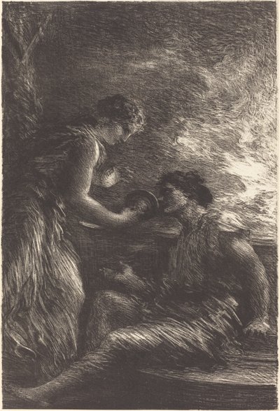 Sieglinde und Siegmund aus Akt I der "Walküre" von Ignace Henri Jean Fantin Latour