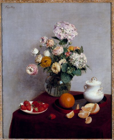 Sommerblumen und Früchte von Ignace Henri Jean Fantin Latour
