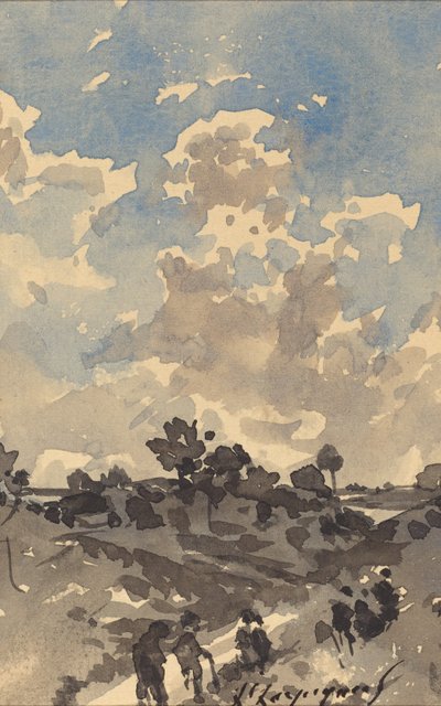 Landschaft mit Figuren, die auf einem Pfad spazieren von Henri Joseph Harpignies