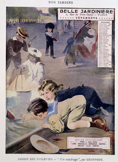 Kinder spielen Boote im Tuileriengarten von Henri Jules Jean Geoffroy