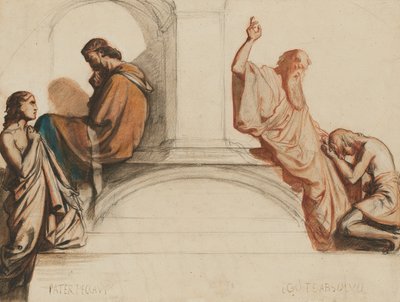Studie für ein Fresko mit der Darstellung der Sakramente der Beichte und Absolution, Kapelle des Heiligen Geistes, Kirche Saint-Merri, Paris von Henri Lehmann