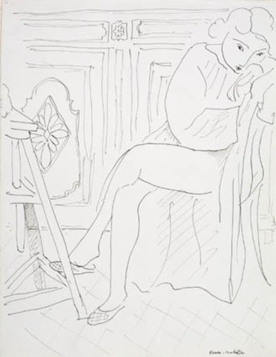 Weibliches Modell, das sich im Atelier entspannt von Henri Matisse